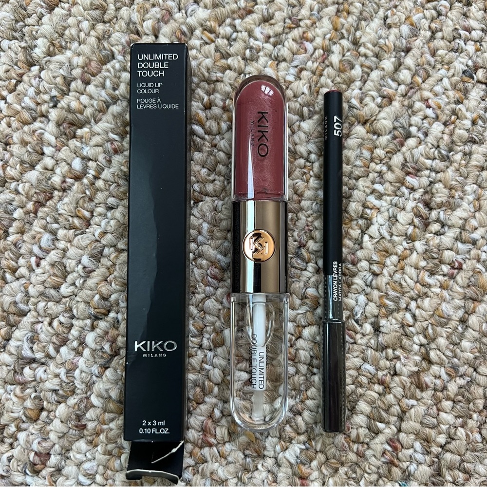 NWT KIKO unlimited double touch lip gloss 120 and lip liner 507